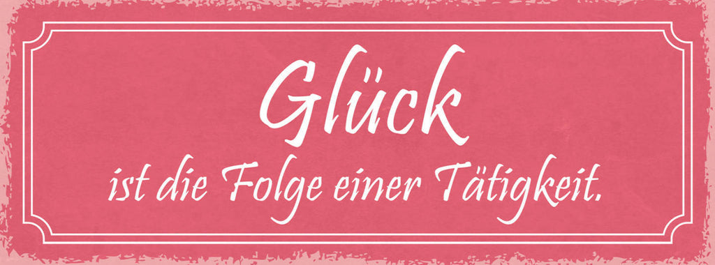 Schild Glück Ist Die Folge Einer Tätigkeit Leben Erfolg 27x10 Blech od.Holz