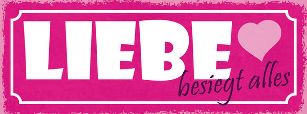 Schild Liebe Besiegt Alles Ehe Paar Beziehung Familie 27x10 Blech od.Holz