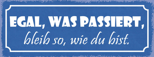 Schild Egal Was Passiert Bleib So Wie Du Bist Einmalig  27x10 Blech od.Holz