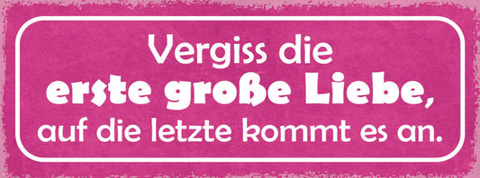 Schild Vergiss Die Erste Grosse Liebe Auf Die Letzte Kommt Es An 27x10
