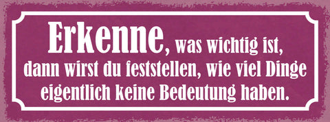 Schild Erkenne Was Wichtig Ist Dann Wirst Du Feststellen Dinge Keine Bedeutung
