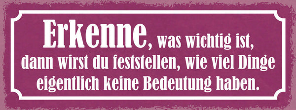 Schild Erkenne Was Wichtig Ist Dann Wirst Du Feststellen Dinge Keine Bedeutung