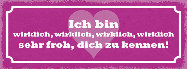 Schild Ich Bin Wirklich 4x Sehr Froh Dich Zu Kennen Liebe 27x10 Blech od.Holz