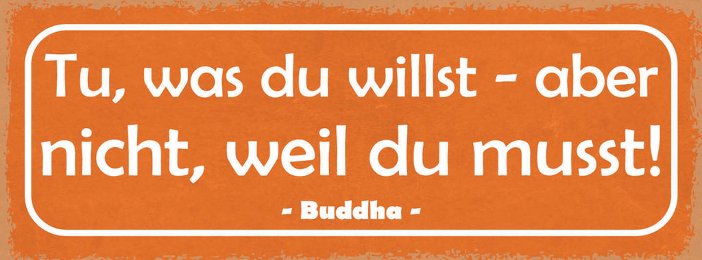 Schild Tu Was Du Willst Aber Nicht Weil Du Musst Buddha 27x10 Blech od.Holz