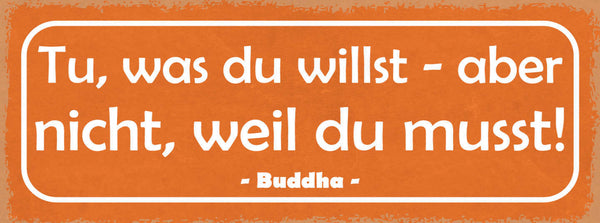 Schild Tu Was Du Willst Aber Nicht Weil Du Musst Buddha 27x10 Blech od.Holz