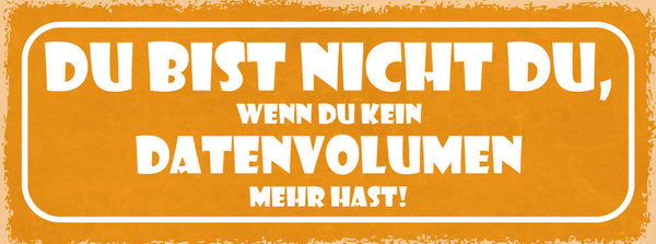 Schild Du Bist Nicht Du Wenn Du Kein Datenvolumen Mehr Hast 27x10 Blech od.Holz