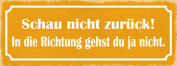 Schild Schau Nicht Zurück In Die Richtung Gehst Du Ja Nicht 27x10 Blech od.Holz