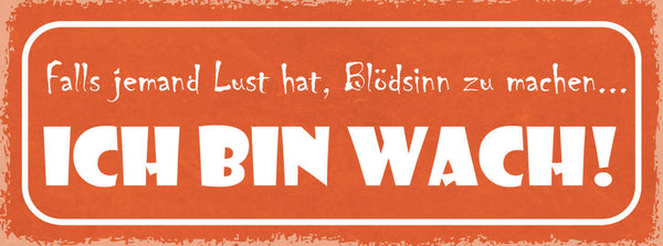 Schild Falls Jemand Lust Hat Blödsinn Zu Machen Ich Bin Wach Quatsch 27x10