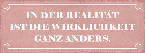 Schild In Der Realität Ist Die Wirklichkeit Ganz Anders 27x10 Blech od.Holz