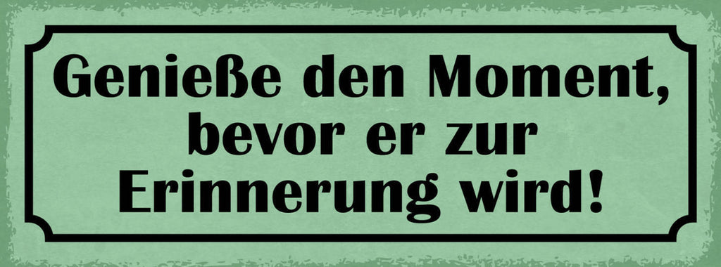 Schild Genieße Den Moment Bevor Er Zur Erinnerung Wird 27x10 Blech od.Holz