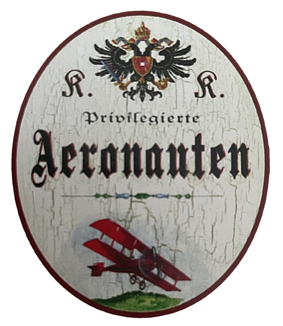 KuK Nostalgie Holzschild "Privilegierte Aeronauten" Flugzeug Doppeldecker