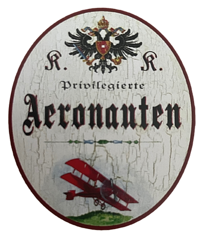 KuK Nostalgie Holzschild "Privilegierte Aeronauten" Flugzeug Doppeldecker
