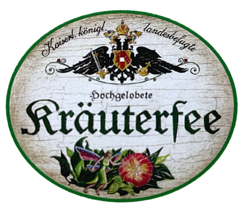 KuK Nostalgie Holzschild "Hochlöbliche Kräuterfee" Grünzeug Fabelwesen