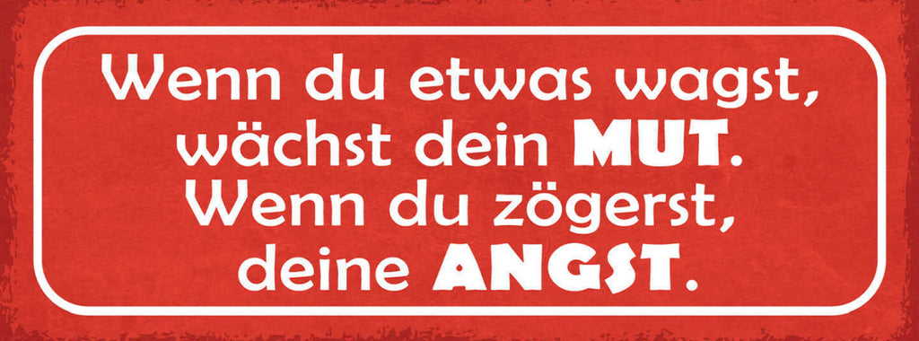 Schild Wenn Du Etwas Wagst Wächst Dein Mut Wenn Du Zögerst Deine Angst 27x10