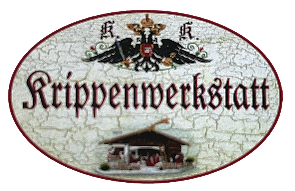 KuK Nostalgie Holzschild "Krippenwerkstatt" Weihnachten Krippenbau