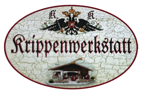 KuK Nostalgie Holzschild "Krippenwerkstatt" Weihnachten Krippenbau