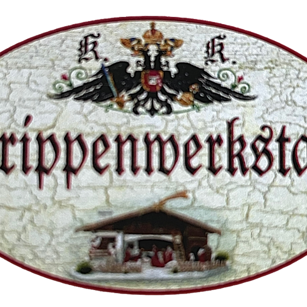 KuK Nostalgie Holzschild "Krippenwerkstatt" Weihnachten Krippenbau