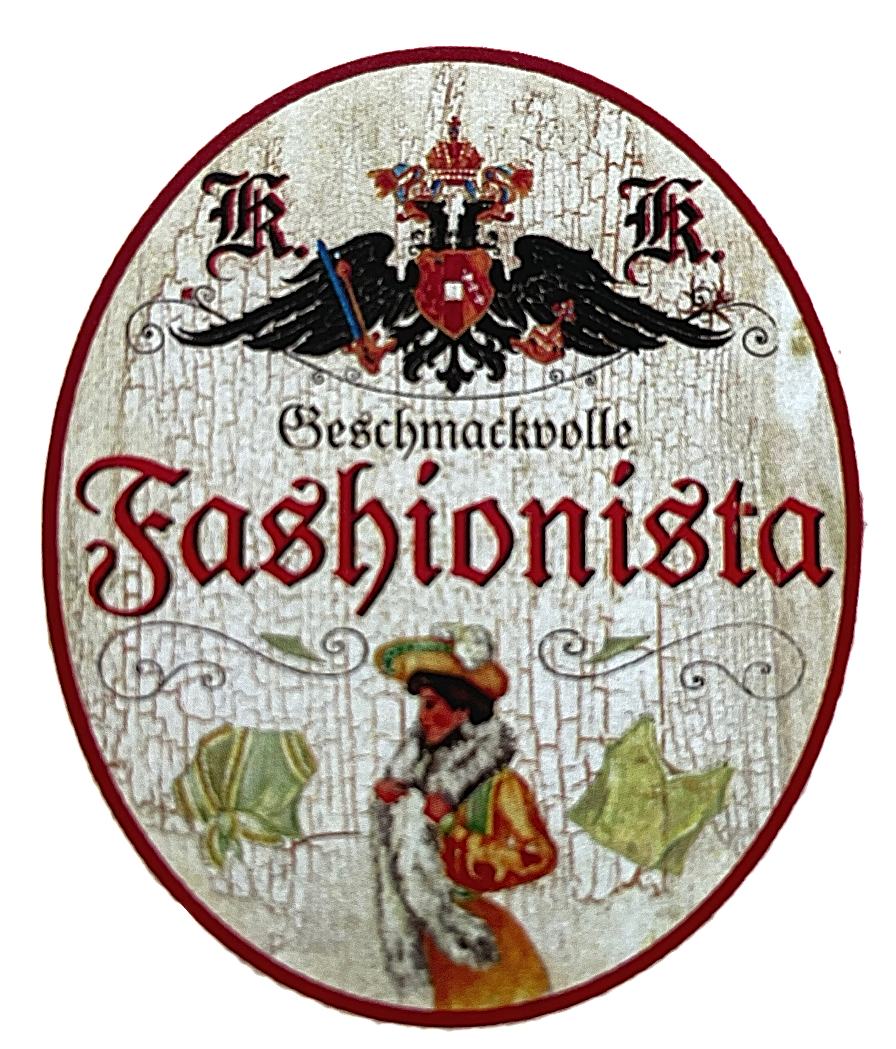KuK Nostalgie Holzschild "Geschmackvolle Fashionista" Frau Kleid Mode Kleidung