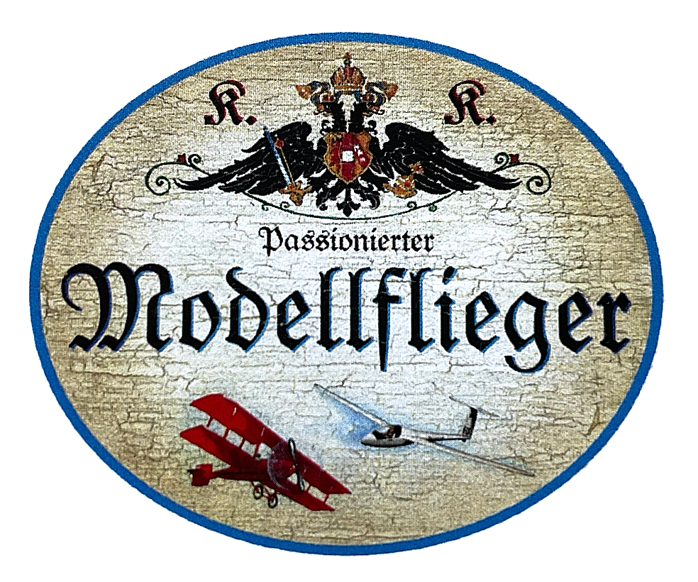 KuK Nostalgie Holzschild "Passionierter Modellflieger" Flugzeug Doppeldecker