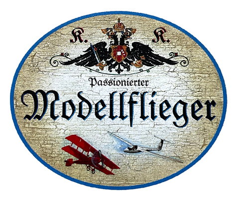 KuK Nostalgie Holzschild "Passionierter Modellflieger" Flugzeug Doppeldecker