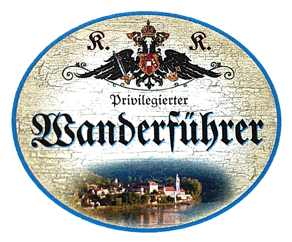 KuK Nostalgie Holzschild "Privilegierter Wanderführer" See Ort Kirche