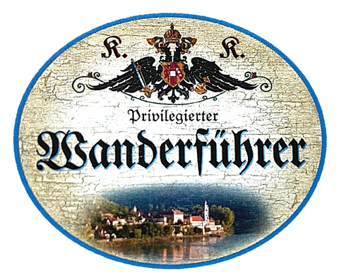 KuK Nostalgie Holzschild "Privilegierter Wanderführer" See Ort Kirche