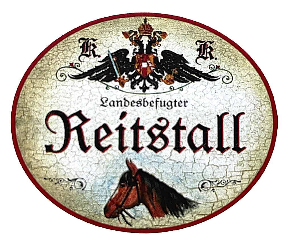 KuK Nostalgie Holzschild "Landesbefugter Reistall" Pferd