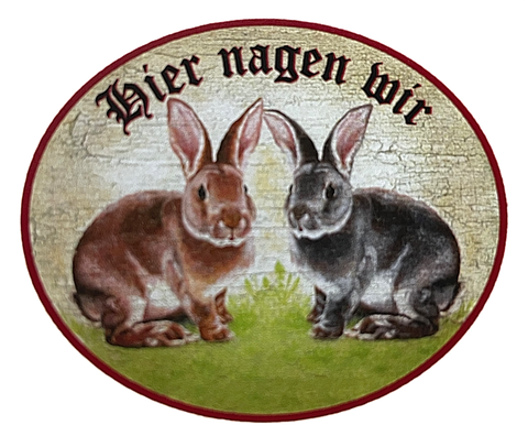 KuK Nostalgie Holzschild "Hier nagen wir" Kaninchen Hasen