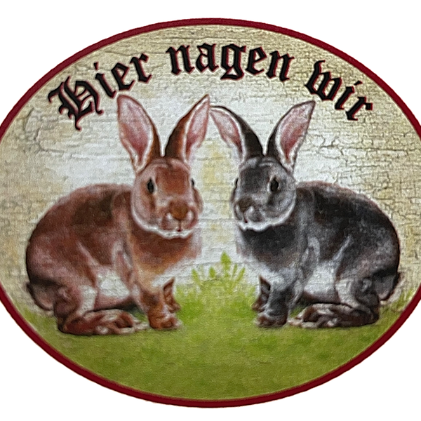 KuK Nostalgie Holzschild "Hier nagen wir" Kaninchen Hasen