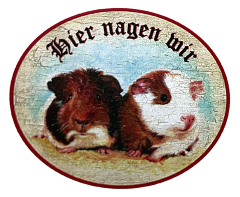 KuK Nostalgie Holzschild "Hier nagen wir" Meerschweinchen