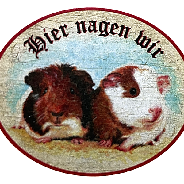 KuK Nostalgie Holzschild "Hier nagen wir" Meerschweinchen