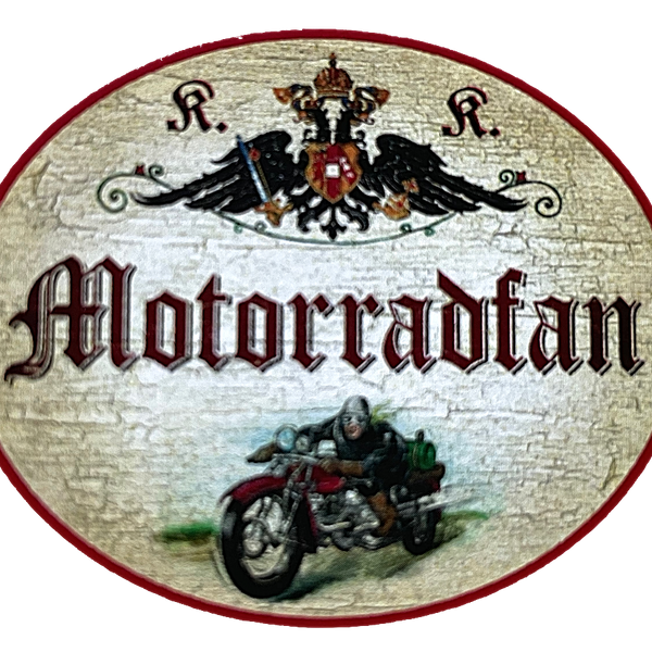 KuK Nostalgie Holzschild "Motorradfan" Motorradfahrer