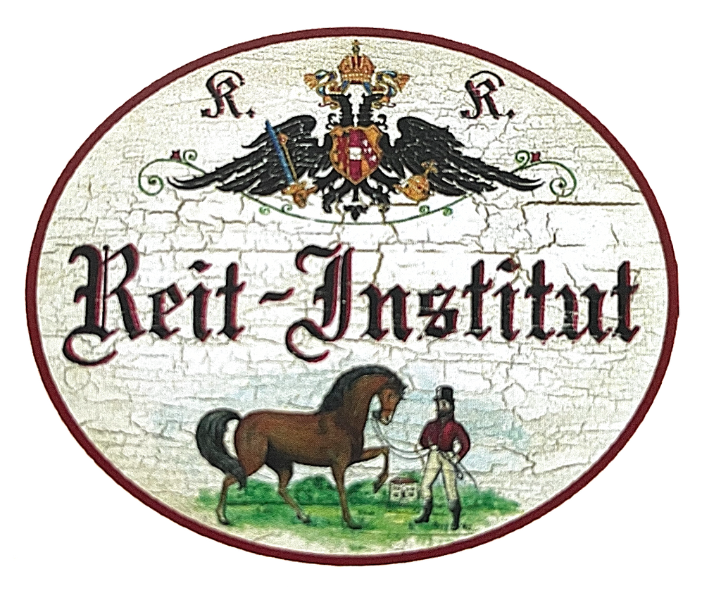 KuK Nostalgie Holzschild "Reit-Institut" Pferd Reiter