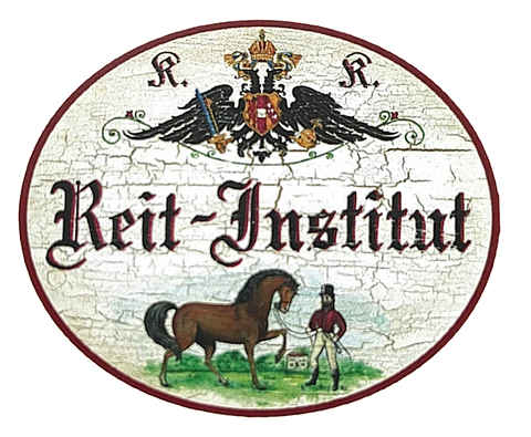 KuK Nostalgie Holzschild "Reit-Institut" Pferd Reiter