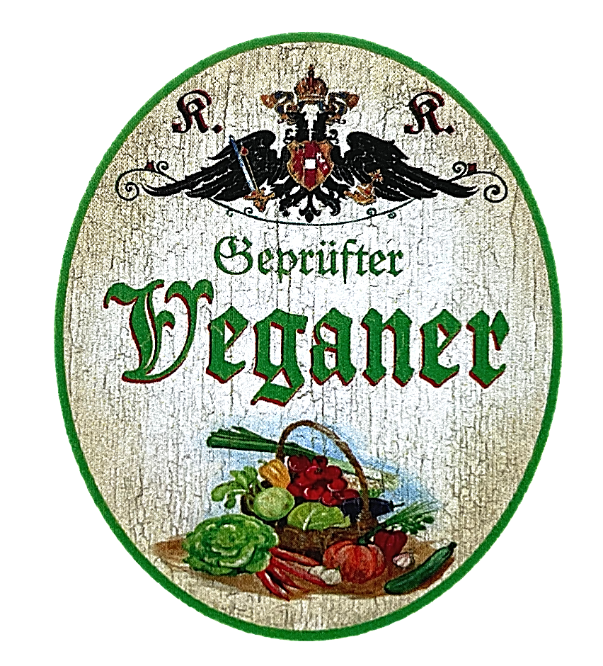 KuK Nostalgie Holzschild "Geprüfter Veganer" Salat Gemüse