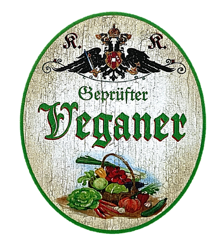 KuK Nostalgie Holzschild "Geprüfter Veganer" Salat Gemüse
