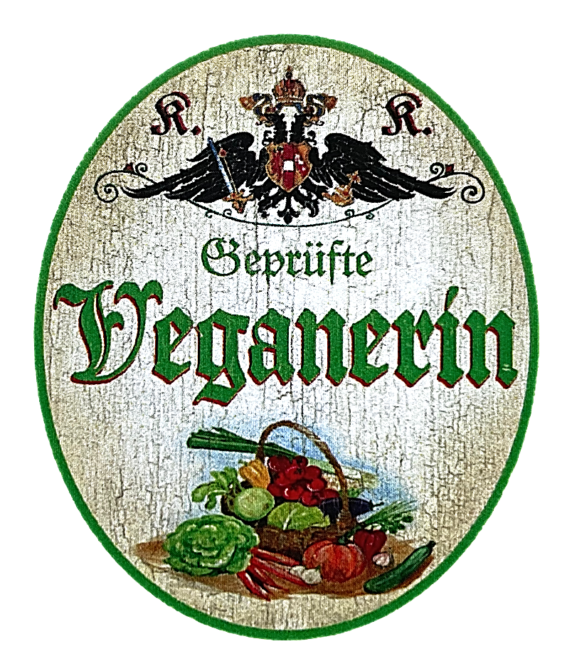 KuK Nostalgie Holzschild "Geprüfte Veganerin" Salat Gemüse