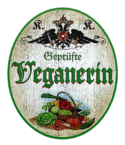 KuK Nostalgie Holzschild "Geprüfte Veganerin" Salat Gemüse