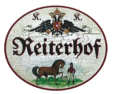 KuK Nostalgie Holzschild "Reiterhof" Pferd