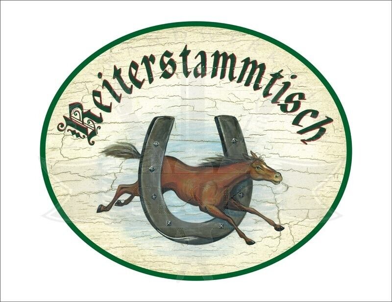 KuK Nostalgie Holzschild "Reiterstammtisch" Hufeisen