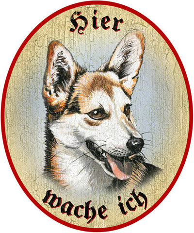KuK Nostalgie Holzschild "Hier wache ich" Laika Hund