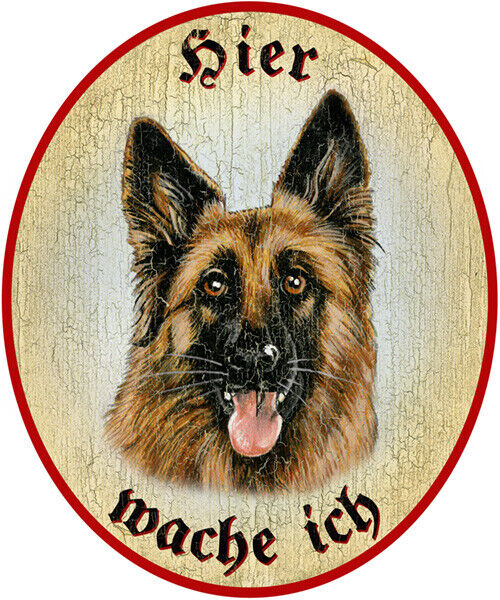 KuK Nostalgie Holzschild "Hier wache ich" Deutscher Schäferhund
