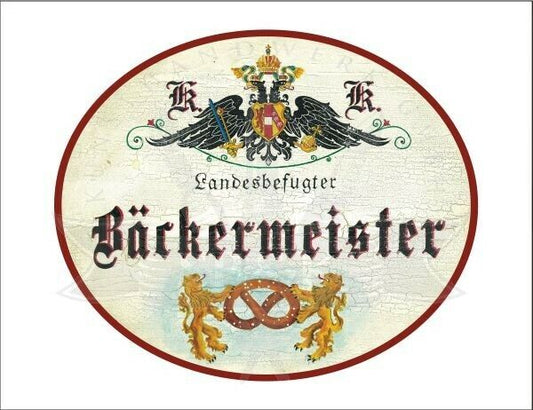 KuK Nostalgie Holzschild - Landesbefugter Bäckermeister  - Brezel TH