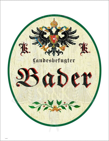 KuK Nostalgie Holzschild - Landesbefugter Bader - Ornament TH