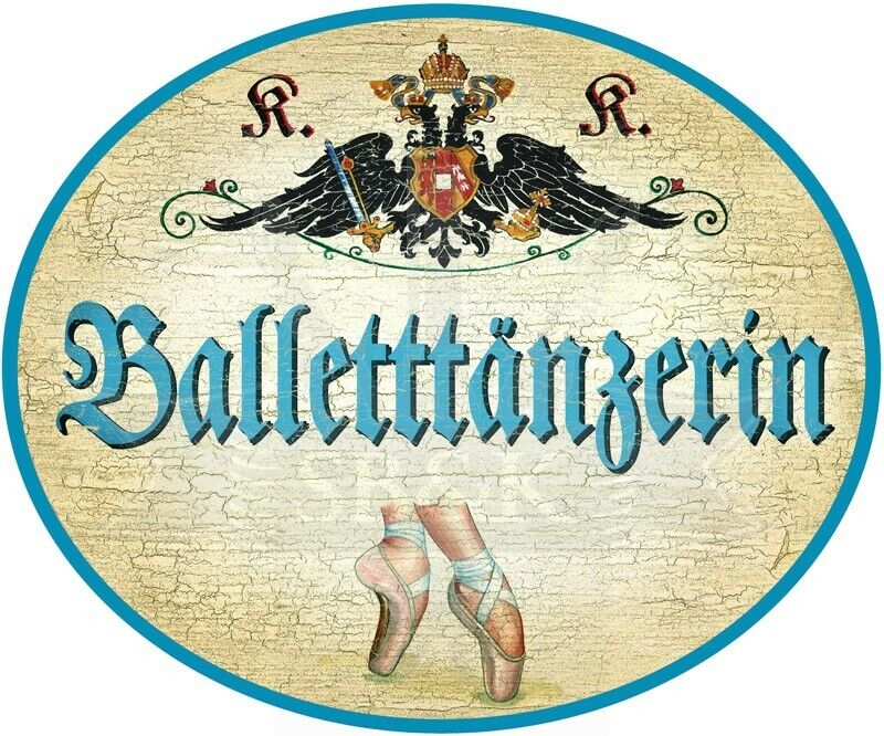 KuK Nostalgie Holzschild - Balletttänzerin - Ballettschuhe TH