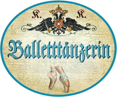 KuK Nostalgie Holzschild - Balletttänzerin - Ballettschuhe TH