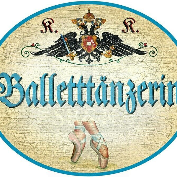 KuK Nostalgie Holzschild - Balletttänzerin - Ballettschuhe TH