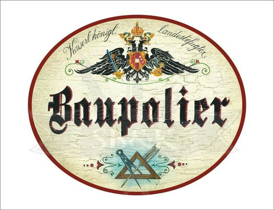 KuK Nostalgie Holzschild - Landesbefugter Baupolier - Zirkel Feder TH