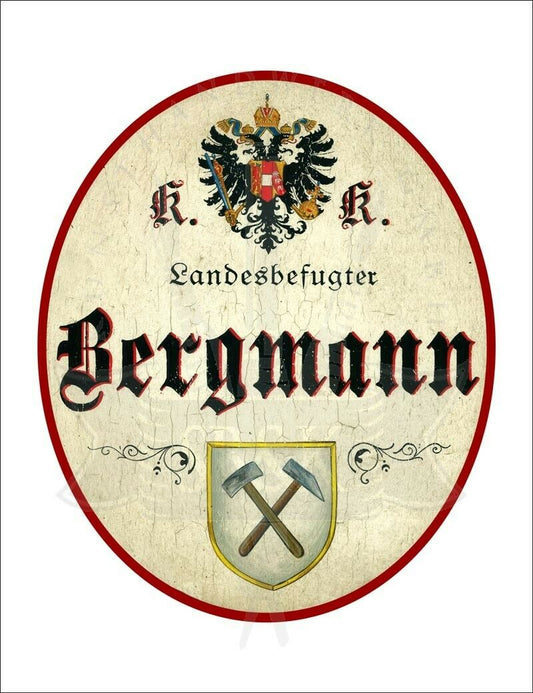 KuK Nostalgie Holzschild - Landesbefugter Bergmann - Hammer TH