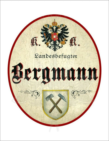 KuK Nostalgie Holzschild - Landesbefugter Bergmann - Hammer TH
